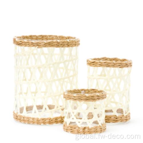 Rattan Glass Flower Pots paper and grass plaited decorative Wrapped glass Hurricane Factory